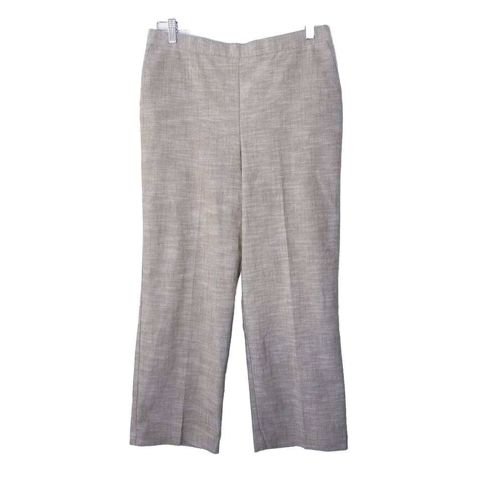 Alfred Dunner Classic Signature Fit Textured Trousers Women Size 14P Tan Pull on